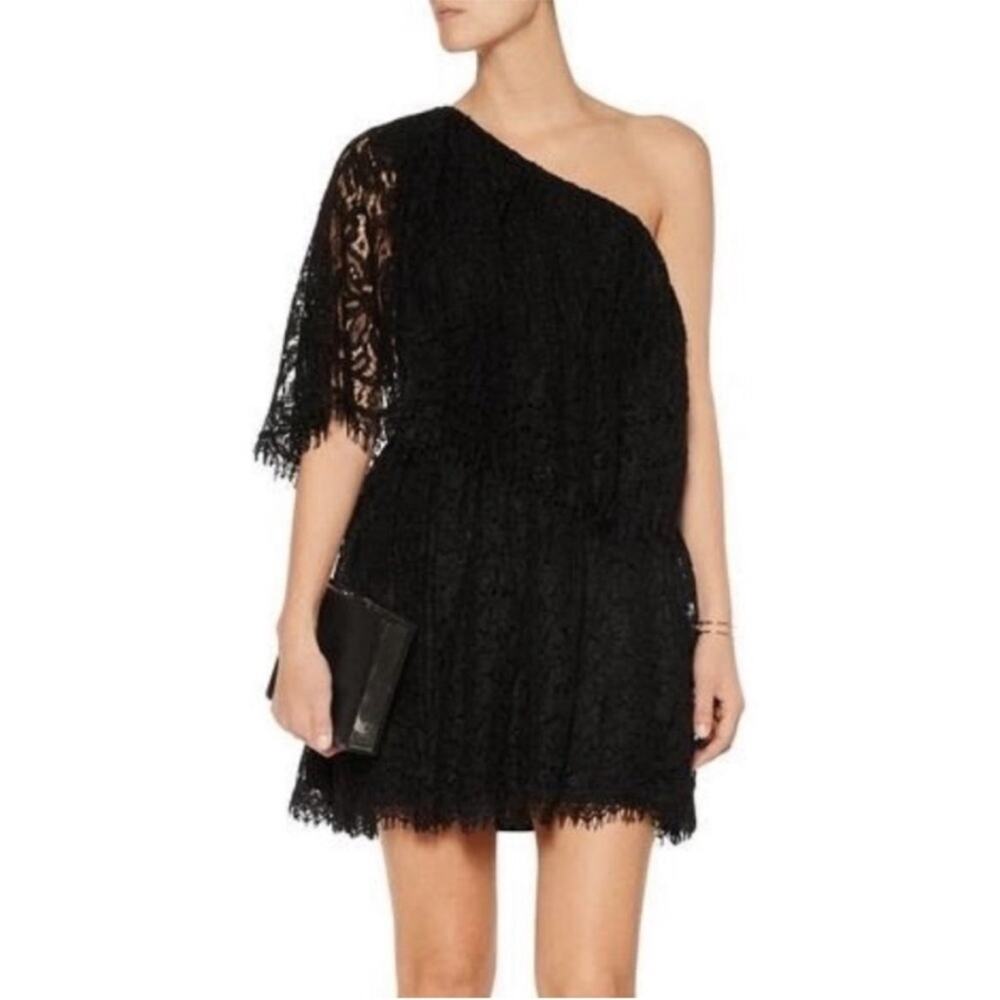 Alexis Maji One Shoulder Black Lace Dress XS‎